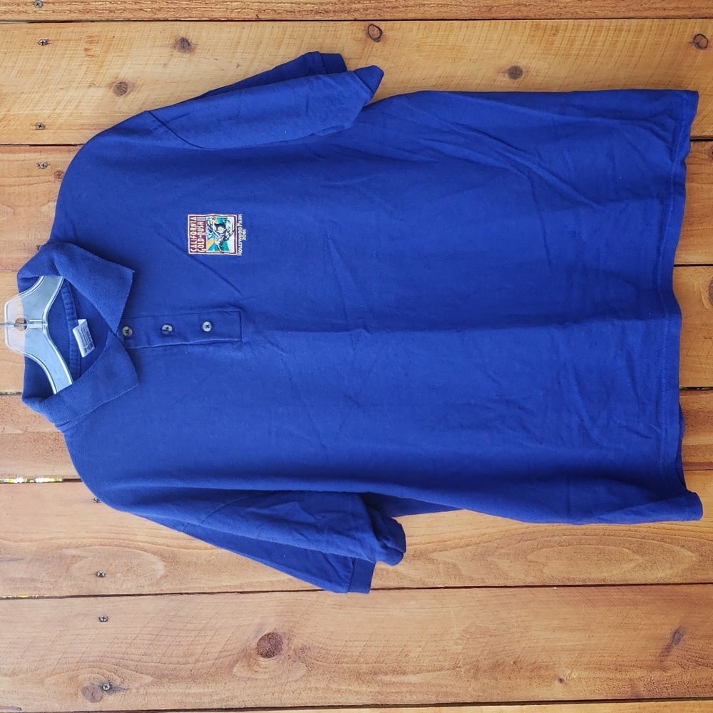 Hollywood Park  2001 California Gold Rush Embroidered Blue Polo Large + Pin